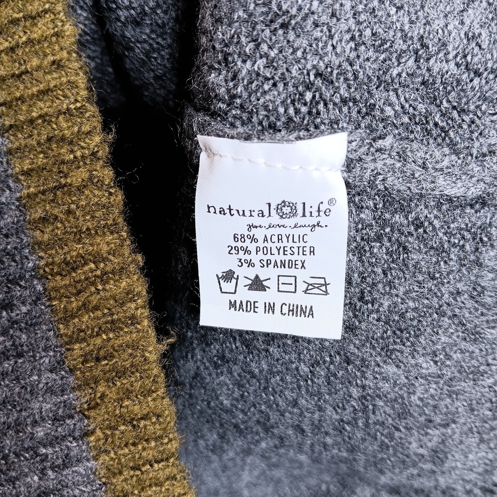 Natural Life Intarsia Icon Sweater M Charcoal Daisy Boxy Pullover Crew Neck Cozy - Picture 8 of 10